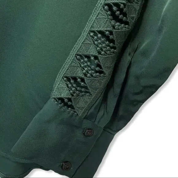 Sandro green Verden lace inset‎ blouse small new - Picture 7 of 11